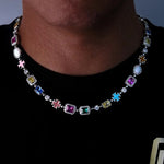 Gold-Plated Hip-Hop Gemstone Necklace