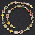 Gold-Plated Hip-Hop Gemstone Necklace
