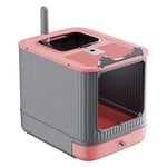 Dual-entry fully enclosed cat litter box in pink, included in the FurElite bundle