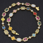 Gold-Plated Hip-Hop Gemstone Necklace