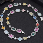 Gold-Plated Hip-Hop Gemstone Necklace